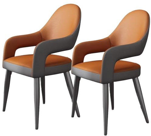PIPOEI Esszimmerstühle 2er Set, Moderne Küchenstühle Leder Sessel Drehbar Polsterstuhl mit Metallbeine armlehnstuhl für Wohnzimmer/Esszimmer 02