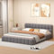 CoziFome Polsterbett Bubble Bett 140x200 Doppelbett mit Bettkasten,Polsterbett 140x200 mit Stauraum, Jugendbett Flachbett Gästebett mit Lattenrost und Kopfteil, Ohne Matratze, Leinen (Grau)