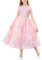 IDOPIP Enfant Fille Les Sequins Broderie Tulle Longue Robe Demoiselle d'honneur Fille Fleur Mariage La Fête Bal Officiel Soirée Anniversaire Rose 120 (5-6Y)