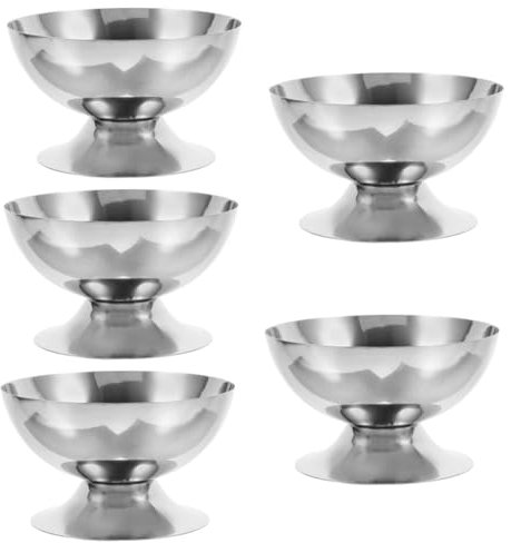DECHOUS 5pcs Ice Cream Cup Dessert Cups with Lids Paper Cups Appetizer Latte Ice Cream Scoop Coffee Cup Ninja Ice Cream Maker Noodle Thermal Cup Smoothie Cup Steel Silver