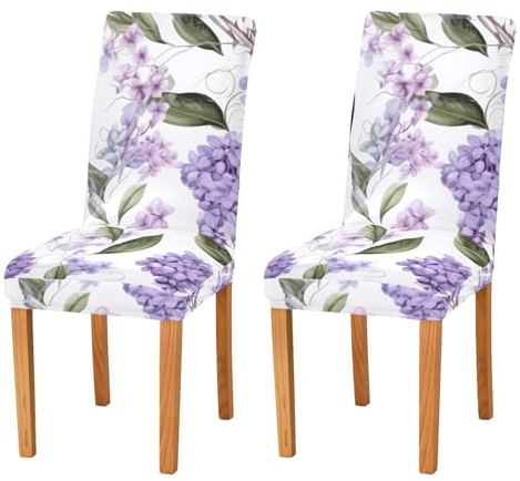 ODAWA Stuhlbezug, weich, abnehmbar, Blumenmuster, Flieder, Violett