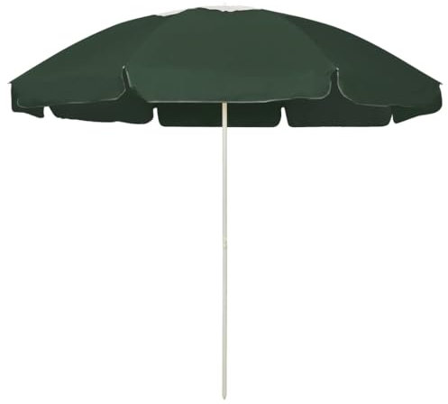 Homgoday Sombrilla de Playa Verde 240 cm Sombrilla Terraza Exterior Sombrilla de jardín para terraza, balcón, Piscina Verde y Blanco