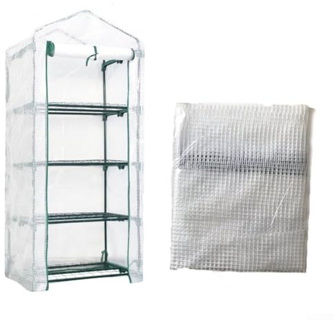 Besttoolifes Housse de rechange pour serre à 4 niveaux, 160 cm x 70 cm x 50 cm en PVC transparent pour petite serre de culture avec porte à rouleau et fermeture éclair pour plantes, protection contre
