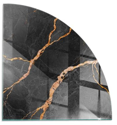 Funkenschutzplatte für Kamin 100x100 cm Dekorative Glasbodenplatte Glasboden Hitzeschutz Quadrant Schutzplatte Hartglas Elegantes Design Stilvollem Motiv - Eleganter Marmor mit Adern