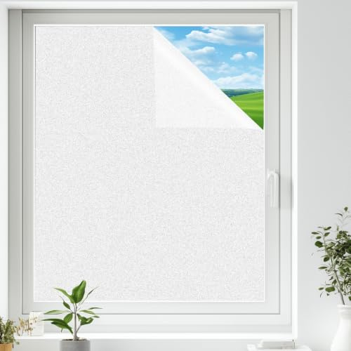 shinfly Weiße Fensterfolie Blickdicht 75 x 200 cm, Milchglasfolie Weiß Selbsthaftend, Sichtschutzfolie Fenster Innen ohne Kleber, Statisch Haftende Glasfolie für Bad Küche Büro