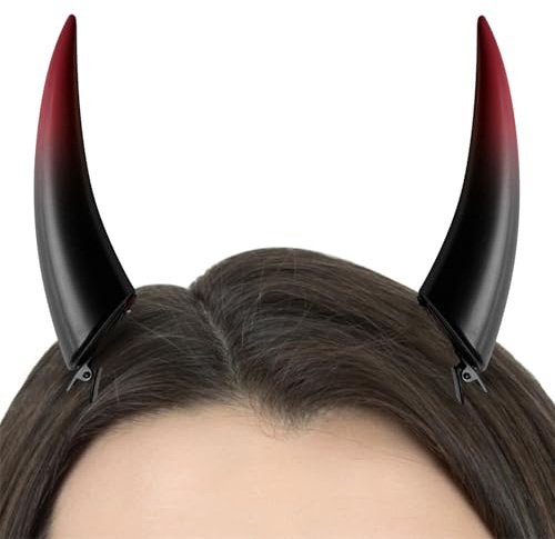 Gothic-Teufelshörner, Halloween-Cosplay-Kostüm, Kopfbedeckung, Zubehör – Teufels-Haarspangen, Hörner, Haarnadel für gruseligen Party-Look, Gothic, lustiges Cosplay für Damen, Halloween