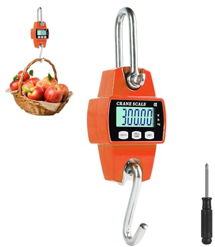 EFUTURETIME Bilancia Gancio Sospesa Digitale 300 KG in Alluminio, Arancia