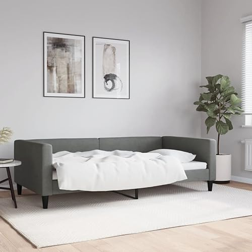 Massbinet Sofabett Doppelschlafstuhl Stoff-Couch Umwandelbar 2-Sitzer-Sofabetten für Erwachsene Tagesbett Dunkelgrau 100x200 cm Stoff