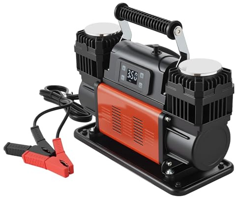 VEVOR Gonfiatore per Pneumatici Portatile con Arresto Automatico, Compressore d'Aria per Auto, Pompa dell'Aria Fuoristrada da 12 V con Display Digitale LCD e Adattatori per Camion, SUV, Camper