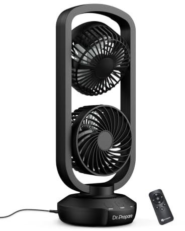 DR.PREPARE Ventilador de Torre USB con Control Remoto Ventilador de Mesa 270° de Inclinación 105° de Oscilación 3 Velocidades Temporizadores de 2/4/8 Programas para Escritorio, Oficina o Dormitorio