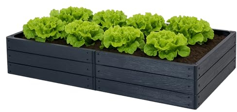 FEINZ Hochbeet 150x75 cm Anthrazit | Witterungsbeständig, pflegeleicht, Kunststoff, einfacher Aufbau, für Gemüse Kräuter und Blumen, langlebige Konstruktion
