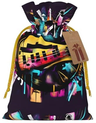 Weihnachtstasche mit Musik-Graffiti-Stil, Premium-Urlaubspaket, festliche Weihnachtsverpackung mit fröhlichen Designs