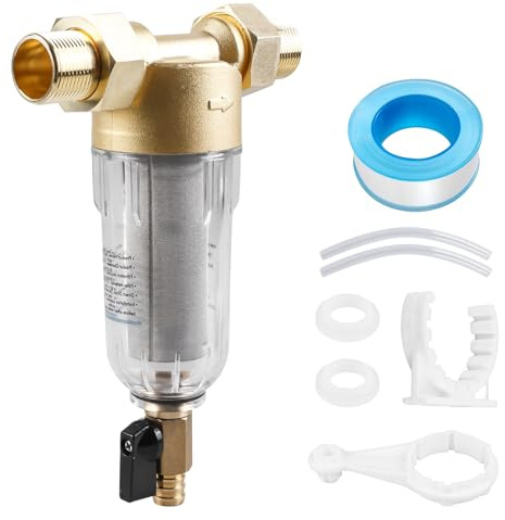 Filtro dell'acqua riutilizzabile, filtro antirisciacquo, 1 pollice, prefiltro acqua sedimentaria, filtro fine lavabile per collegamento domestico, tubo dell'acqua per fontana, tubi per impianto