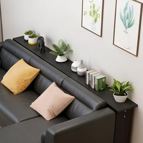 LZMZMQ Meuble Derriere canapé L - 80/90/100/120/140 Cm Table Console D'entrée Noire, Étroite Et Fine Derrière L'étagère du Canapé avec Vis, Tables Console Fines(#B,90x20x65cm/35.4x7.9x25.6)
