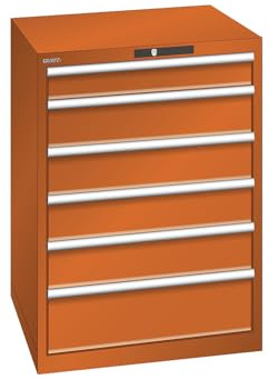 kaiserkraft | ESD-Schubladenschrank | BxTxH 717 x 725 x 1000 mm | 6 Schubladen | Traglast 75 kg | orange