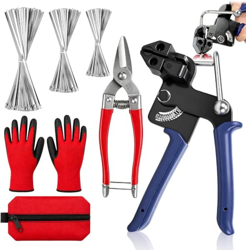 Set di pinze per fascette stringicavo con 150 fascette stringicavo regolabili, fascette metalliche con pinza tensionatrice tagliante per fascette per fissaggio cavi elettrici
