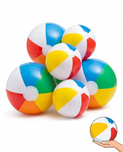 BTACGWP Pelotas de Playa Hinchables Pack 6 (3x17cm + 3x23cm) Inflables Ligeros y Resistentes para Piscina y Mar. Juegos de Agua y Juguetes de Playa para Familias