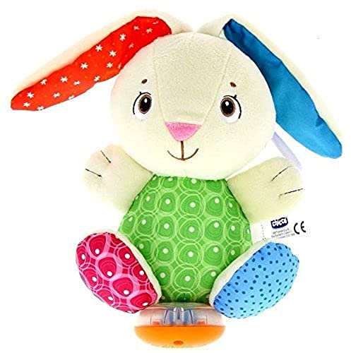 Chicco - Fluffy Carillon Coniglietto, Peluches per Bambini con Carillon Appendibile al Lettino, Suona una Delicata Ninna Nanna, 0 Mesi+