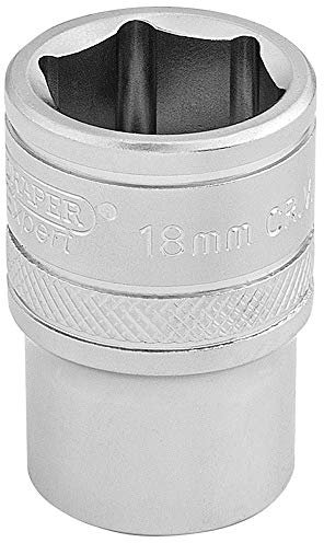 Draper 16608 1/2 Square Drive 6 Point Socket, 18mm Size