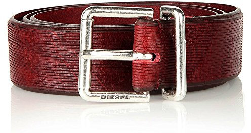 Diesel BHELO CINTURA Belt Gürtel DAMEN Echtleder (Rot, 75 cm)