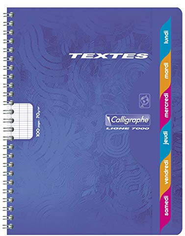 Calligraphe 352360C Lot de 10 Cahiers de Texte à Spirale (une Marque de Clairefontaine) - 17x22cm - 100 Pages Grands Carreaux - Papier Blanc 70g - Couverture Carte Recyclée Vernie Couleurs Aléatoires