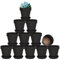 vensovo 7.6CM Black Terra Cotta Pot for Plant - Small Pot with Drainage Hole and Saucer, Indoor Outdoor Use