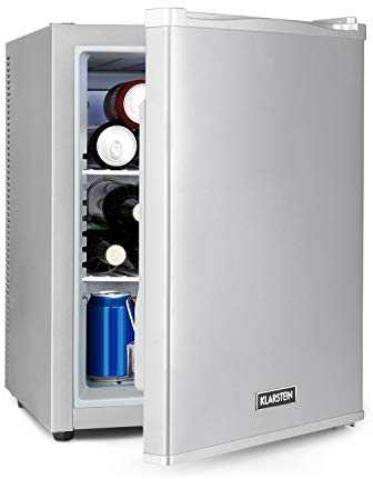 KLARSTEIN Petit Frigo de Chambre 40L pour Snacks et Boissons, Silencieux, Mini Bar, Réfrigérateur Camping et Cosmétique, Étagères Réglables, 5-15°C