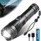 Recargable Linterna LED Potente de 20000 Lúmens, XHP70 Alta Potencia USB Linterna Super Brillante, 5 Modos Zoom Impermeable para Camping y Deportes al Aire Libre, Batería de 3000mAh Incluida