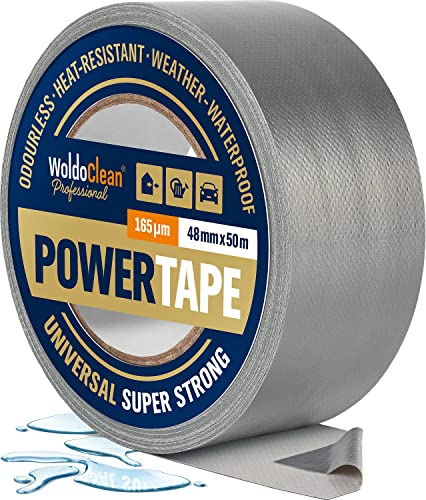 WoldoClean Gewebeband mit hoher Klebekraft 48mm x 50m Panzerband - 165µ Klebekraft wasserfest & handreißbares Klebeband