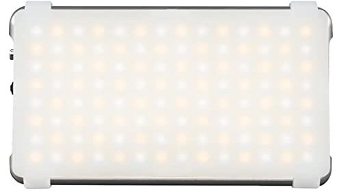 DÖRR SVL-112 PRO LED Videoleuchte - 112 LEDs - Bi-Color - Silber - USB - Diffusor, Wabenvorsatz
