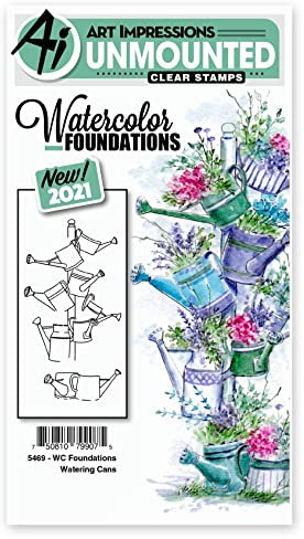 Art Impressions Watercolor Clear Stamps-Foundations Watering Cans -WC5469
