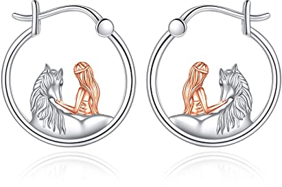 Pferd Creolen 925 Sterling Silber Pferd Ohrringe Schmuck Geschenk für Damen Mädchen (Pferdeohrringe Creolen)
