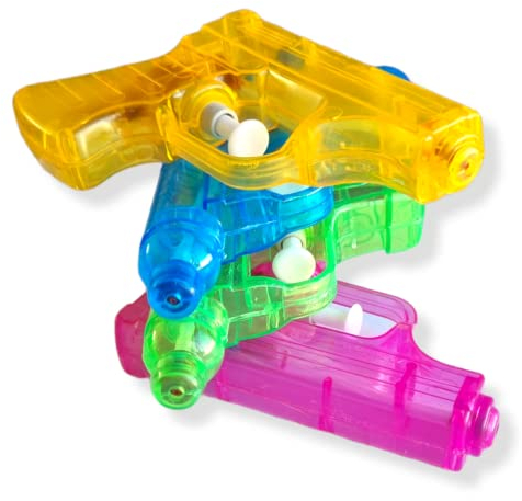ANTEVIA - Lot de 4 Pistolets à Eau pour Enfant translucides| Plus DE 10 MODÈLES | Jet d'eau | Matière : Plastique |Couleurs : Jaune Violet Bleu Jaune Vert (Water Gun)
