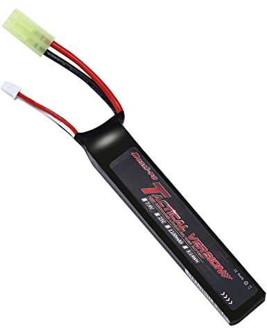 Bos-Lipo Airsoft Batterie Lipo 7,4V 1100mAh 25C 2S Batterie au Lithium pour Airsoft Gun Pistolet Rifle G36C CAR15 MP5A5 M249 MC51 FNP90 G3A4 (Mini Tamiya), (T7tamiya)