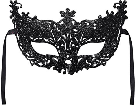 REYYOISKA Venezianische Maske Schwarz für Halloween Karneval Party Kostüm Ball - Augenmaske für Herren und Damen (Schwarz, One Size)