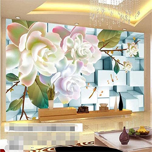 Peinture Murale Photo 3D Belle Prune Blanche Papier Peint Mural Imperméable Salon Moderne Canapé Tv Fond Mur Art Décoller Et Coller Mur Photo Amovible Chambre D'Enfants Mur Art 300 x 210 cm (LxH)