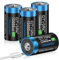 CITYORK Rechargeable D Batteries with 4 in 1 USB-C Charging Cable,1.5V Lithium D Size Cell Battery 10000mAh for Flashlight Toys & floodlight (4 Pack) (4)