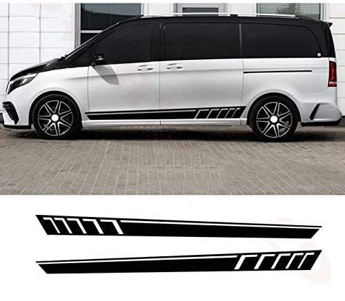 BYSL 2PCS Racing Seitenstreifen Dekor Aufkleber Autotür Seitenschweller Vinyl Aufkleber, für Mercedes V Klasse Vito Viano Auto Karosserie Zubehör