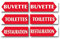 Affichesstore 30527 - Kit 3 Panneaux Polypro Rigide Buvette + Toilettes + Restauration - L38 H12,5 cm - Epaisseur 3,5mm - Recto Verso - Vernis Brillant - Utilisable en Extérieur