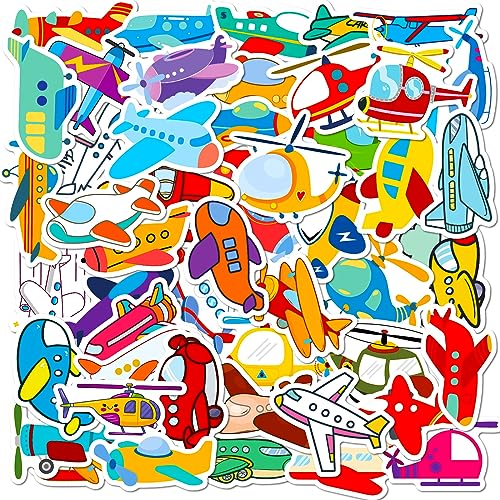 AUCEKO 50 Stück Flugzeuge Aufkleber Pack Plane Sticker Set wasserdichte Vinyl Sticker für Laptop Kinder Autos Motorrad Fahrrad Skateboard Gepäck Koffer Computer Aufkleber Graffiti Decal
