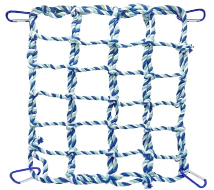 Vogel Seil Kletternetz, Vogelseilnetz Hängematte Schaukel, Kleines Haustier Kletternetz Baumwoll Kletterseil, Leiterbrücke mit 4 Haken für Ratten Hamster Vögel Frettchen (27,9 X 20,1cm)