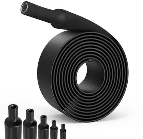 Lsnisni 4:1 Gaine Thermorétractable Ø12/16/20/32/40mm, Tube Thermorétractables avec Adhésif 2M, Gaine Thermorétractable Noir (Ø32mm2M)