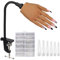 Silicone Practice Hand for Acrylic Nails: Fake Nail Practice Hand - Flexible Nail Training Hand - Realistic Nail Hand Practice Model for DIY Nail Art Dark
