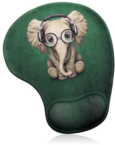 Luckious Ergonomic Mouse Mat Wrist Rest Support - Gel Mouse Pad with Non-Slip Base for Laptop Computer (Available in Elephant or Stars Designs)