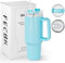 FECBK Mug Isotherme avec Paille et Poignée 1.2L, Tasse Isotherme 100% Anti-fuite, 34 Heures Froid, 12 Heures Chaud, Gobelet en Acier Inoxydable, Lavable au Lave-Vaisselle, Pool