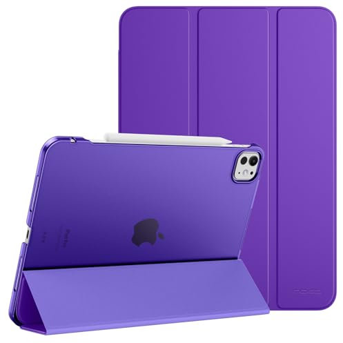 MoKo Funda para iPad Pro 11 Pulgadas M4 2024 (5ª Gen), Funda Delgada con Carcasa Trasera Traslúcida PC Duro para iPad Pro 11'' Modelo 2024 (A2836/A2837/A3006), Soporta Apple Pencil Pro, Morado Oscuro