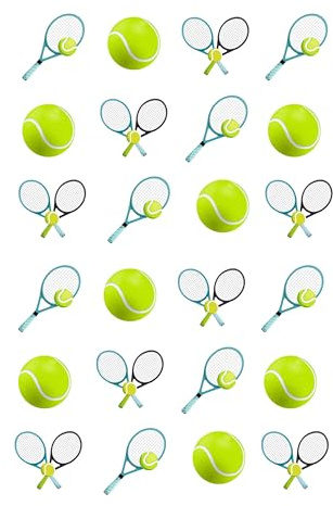24 x PRE-CUT Tennis Racket and Ball Birthday Party Food Cupcakes Decorations Toppers Edible Premium Wafer Card