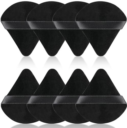 8 Pcs Triangle Powder Puffs, Powder Puff Face Triangle Face Makeup Puffs, Black Wet Dry Dual-Use Cosmetic Face Powder Puff Sponges, Makeup Powder Puffs for Pressed Powder Foundation Loose Powder
