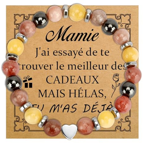 Idee Cadeau Mamie: Bracelet Pierre Naturelle pour Grand-Mère, Fête Des Grands-Parents, Femme - Cadeau Noël