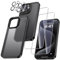 UniqueMe für iPhone 15 Pro Max Hülle, 5-in-1-Set Handyhülle für iPhone 15 Pro Max Case Rundumschutz Schutzhülle Cover,1 Handyhülle & 2 Schutzfolie & 2 Kameraschutz - Matt Schwarz
